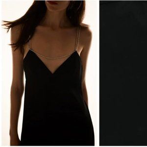 NWT Zara jeweled rhinestone strap off-the-shoulder mini dress